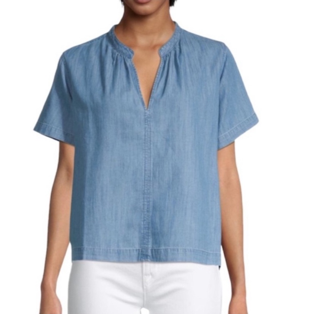 MADEWELL Denim Splitneck Top Size XS